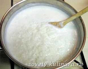 Приготовление рисовой каши на молоке